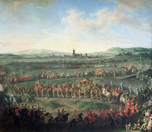 La entrada del emperador Francisco I (1708-65) en Frankfurt, acompañado por José II (1741-90) de Martin II Mytens or Meytens